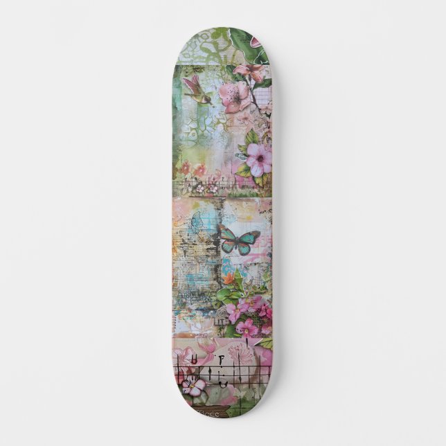 Skateboard Planche à roulettes Abstraite Floral Art Wide Stre (Recto)
