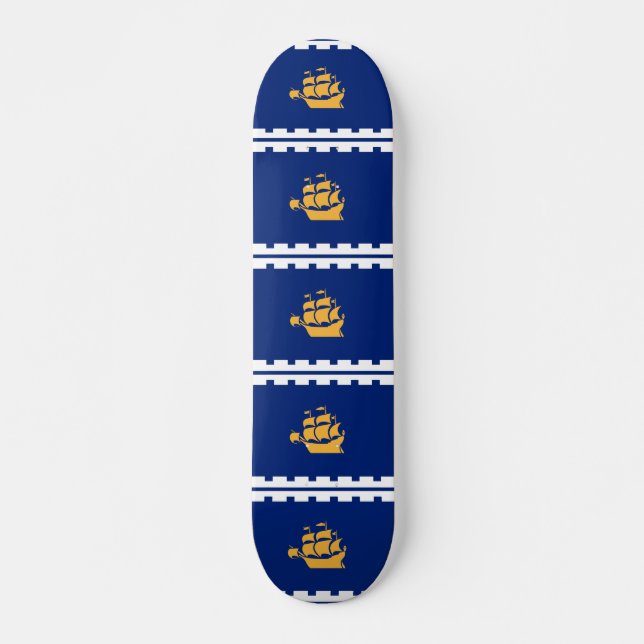 Skateboard Planche à roulettes avec drapeau de Québec, Canada (Devant)