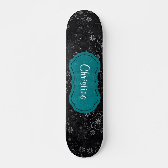 Skateboard Planche à roulettes Black Floral Old School (Devant)