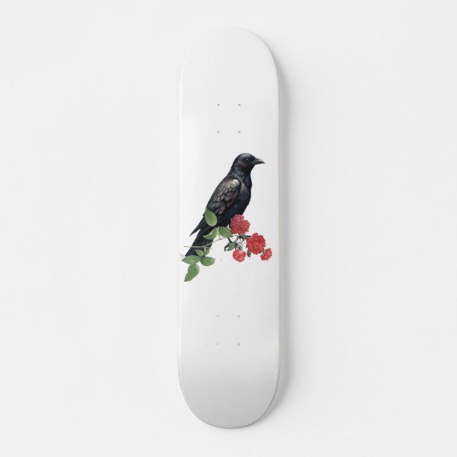 Skateboard Planche à roulettes Black Raven & Red Roses (Devant)
