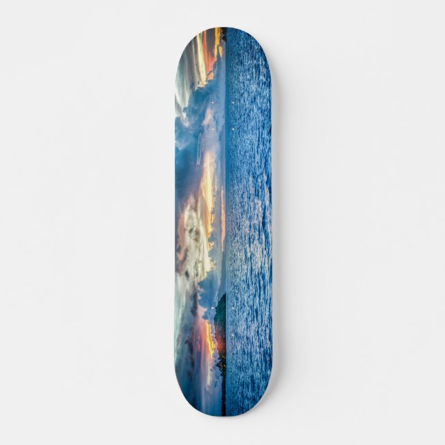 Skateboard Planche à roulettes bleu coucher de soleil pour ga (Devant)