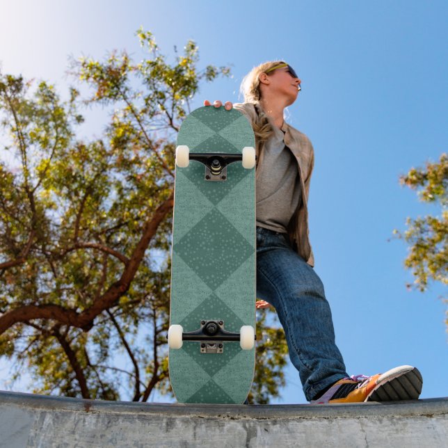Skateboard Planche à roulettes BLEUE RÉTRO GÉOMÉTRIQUE (Extérieur 1)