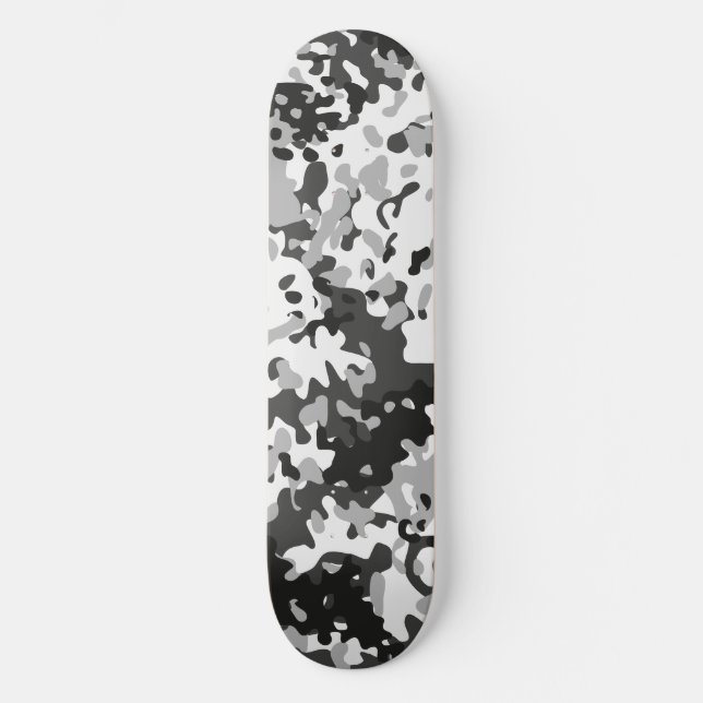 Skateboard Planche à roulettes Camo Blanche Noire Grise (Recto)