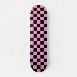 Skateboard Planche à roulettes Checkered de noir et de rose