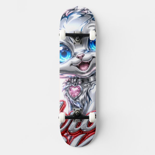 Skateboard Planche à roulettes CHROME KITTEN, avec Trucks et  (Recto)