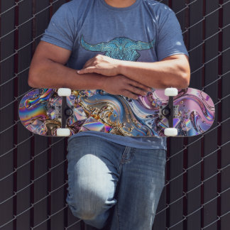 Skateboard Planche à roulettes chromée holographique arc-en-c