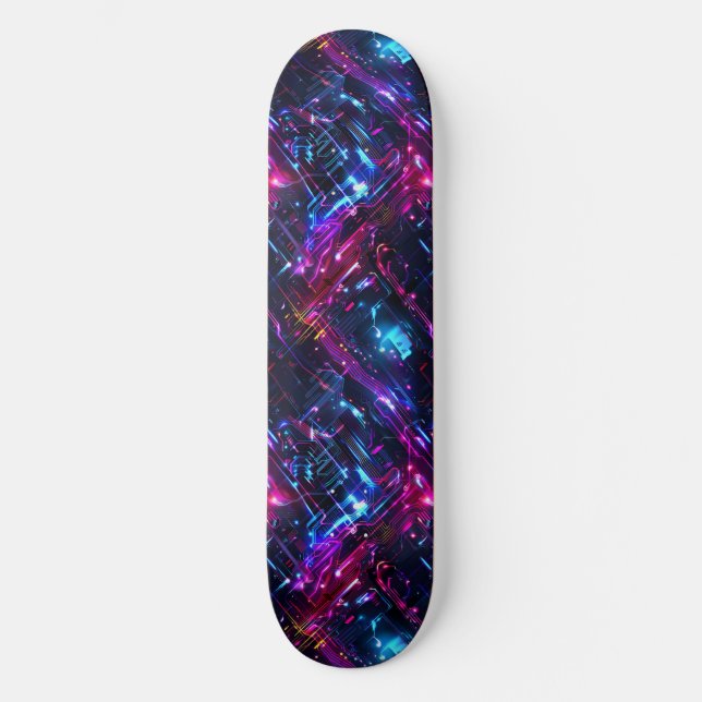 Skateboard Planche à roulettes conçue dans un style cyberpunk (Recto)