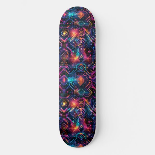 Skateboard Planche à roulettes conçue dans un style cyberpunk (Recto)