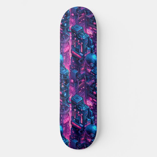 Skateboard Planche à roulettes conçue dans un style cyberpunk (Recto)