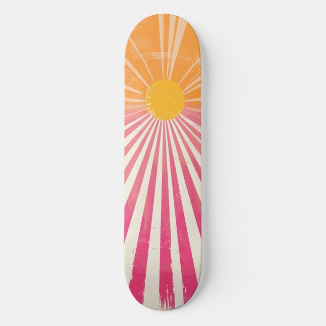 Skateboard Planche à roulettes cool Retro Sunshine rose et or (Recto)
