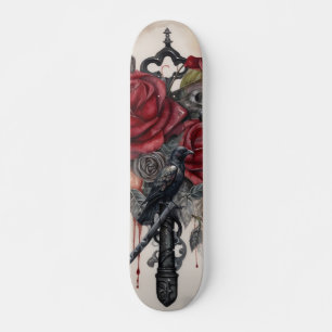 Skateboard Planche à roulettes Corbeau gothique & Roses