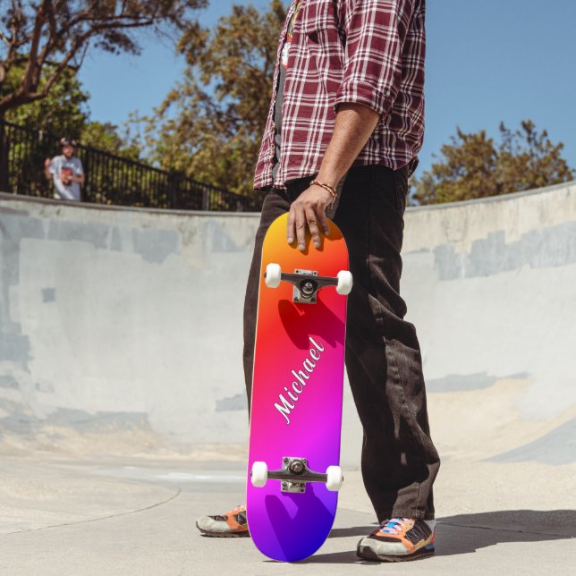 Skateboard Planche à roulettes couleur arc-en-ciel avec nom p (Extérieur 2)