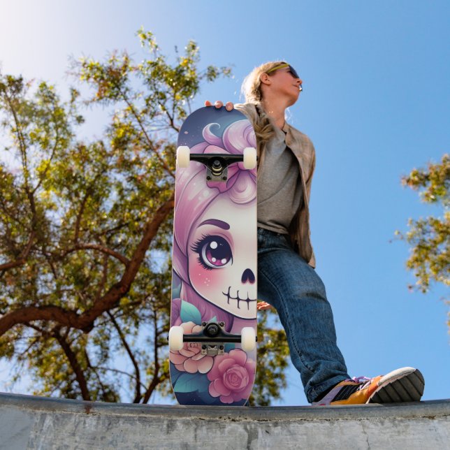 Skateboard Planche à roulettes crâne mignon (Extérieur 1)
