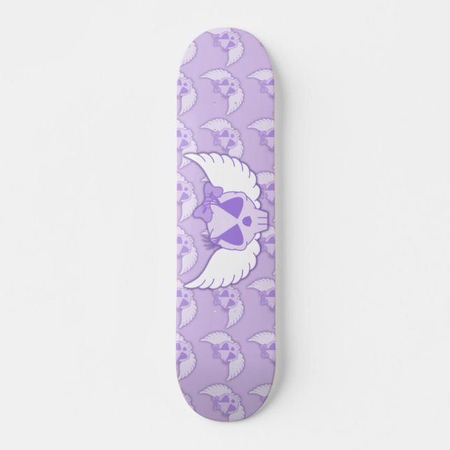 Skateboard Planche à roulettes crâne violet avec ailes (Devant)