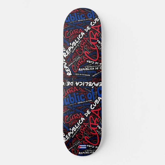 Skateboard Planche à roulettes Cuba Fierté Nationale Wordclou (Recto)