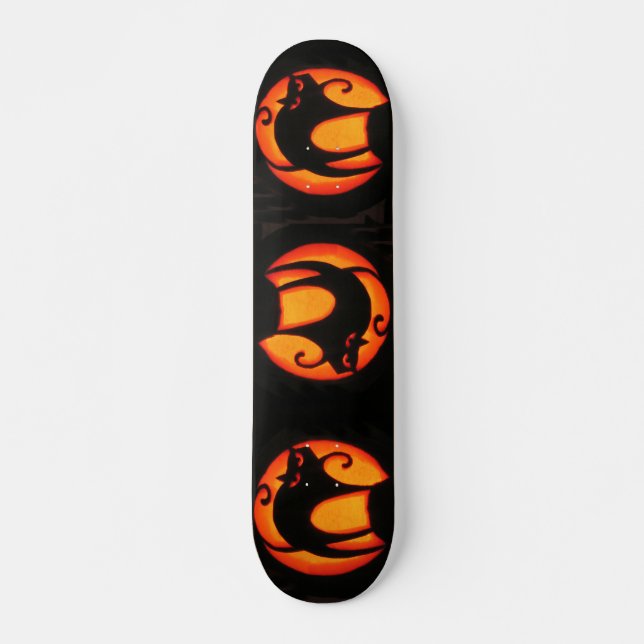 Skateboard Planche à roulettes de chat de Halloween (Devant)