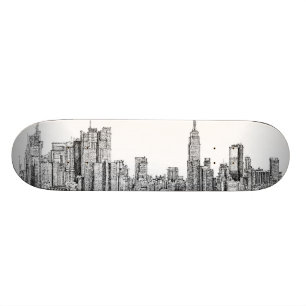 Skateboard Planche à roulettes d'encre d'horizon de New York