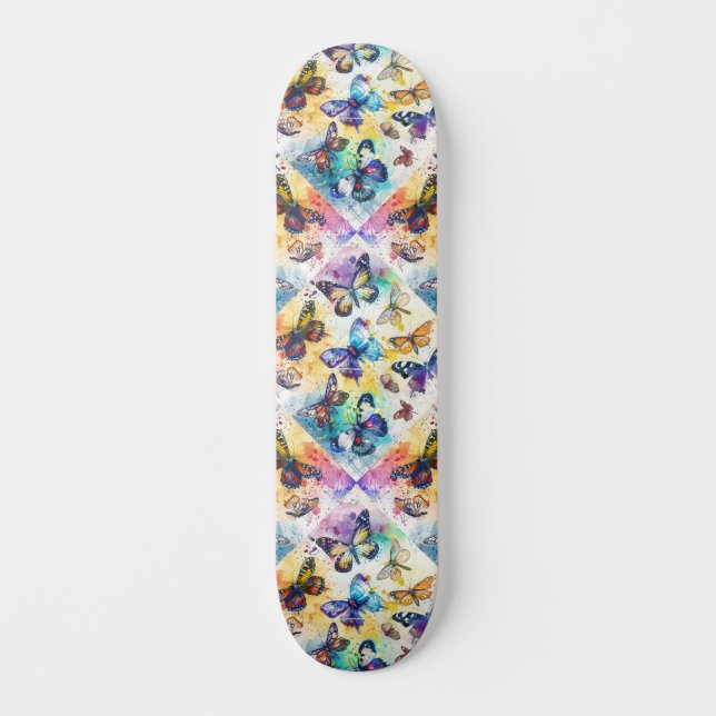 Skateboard Planche à roulettes en collage de papillon inspiré (Recto)