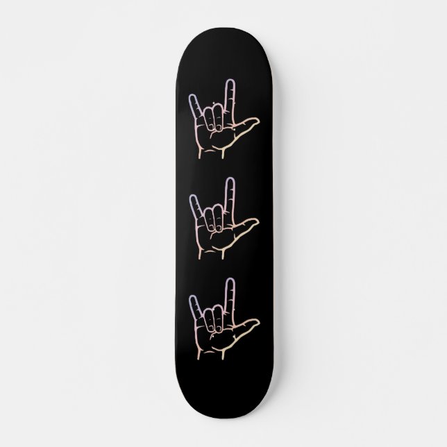 Skateboard Planche à roulettes en pastel d'ASL je t'aime (Devant)