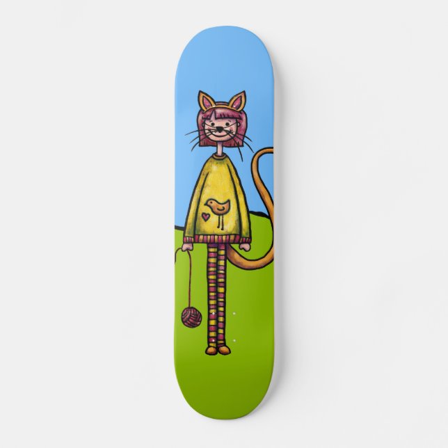 Skateboard Planche à roulettes, Fille au chat (Recto)