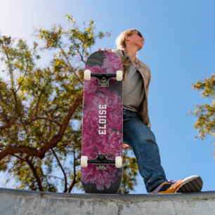 Skateboard Planche à roulettes fleur de pivoine personnalisée