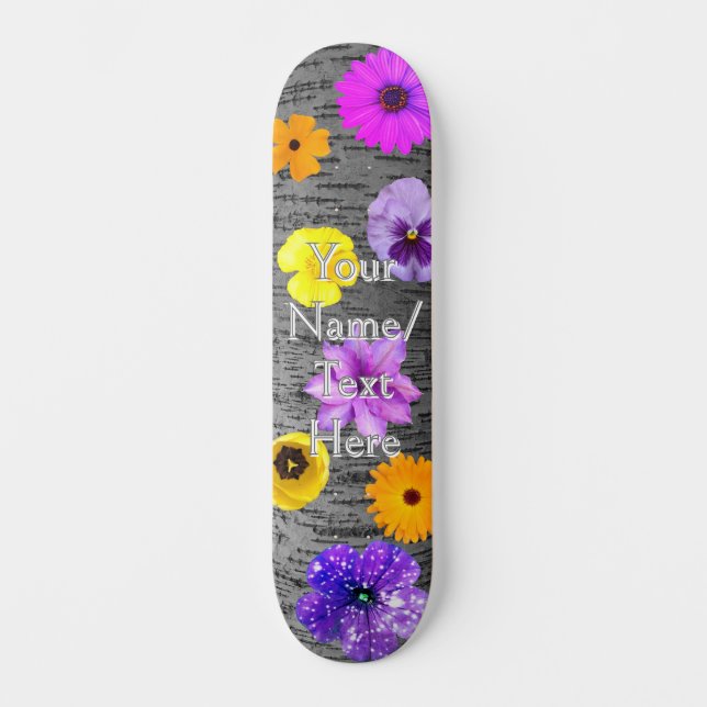 Skateboard Planche à roulettes Fleurs de printemps et écorce  (Recto)