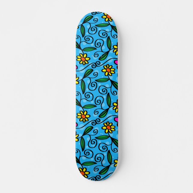 Skateboard Planche à roulettes florale abstraite (Devant)