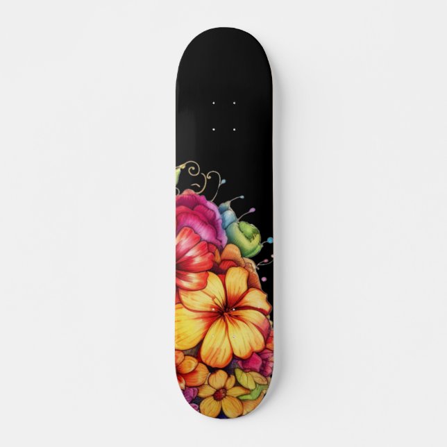 Skateboard Planche à roulettes florale tropicale féminine (Devant)