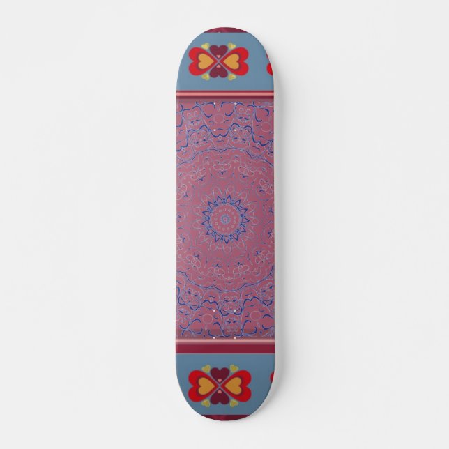 Skateboard Planche à roulettes folk Heart Motif (Devant)
