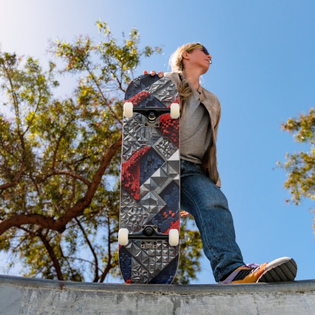 Skateboard Planche à roulettes géométrique abstraite 3D (Extérieur 1)