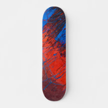 Planche à roulettes grunge statique rouge bleu