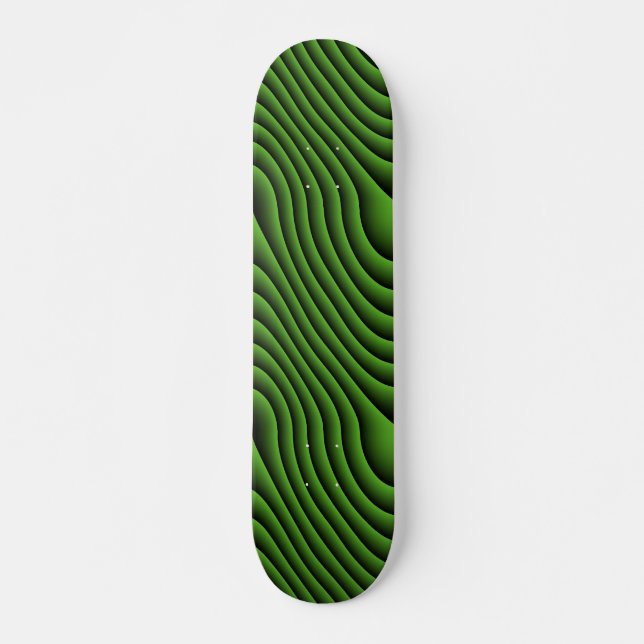 Skateboard Planche à roulettes Hypnotique Wavy Green Lines (Devant)