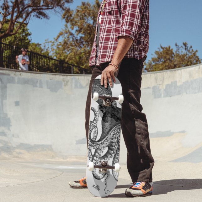Skateboard Planche à roulettes Illustration Pieuvre (Extérieur 2)