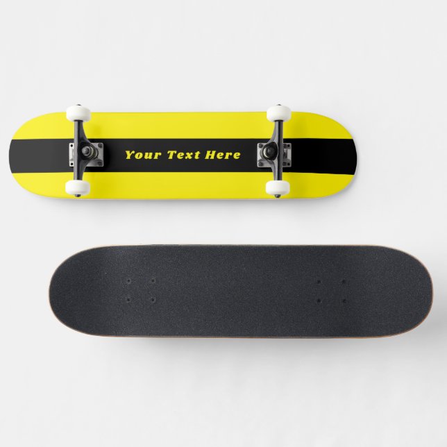 Skateboard Planche à roulettes jaune vif avec votre message p (Horz)