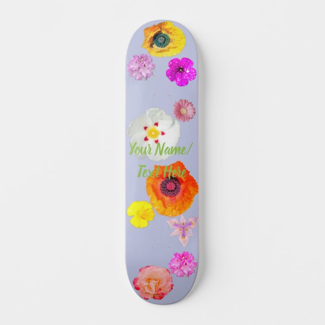 Skateboard Planche à roulettes mélange de fleurs vibrant de p (Recto)