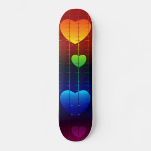 Skateboard Planche à roulettes, motif de coeur d'arc-en-ciel