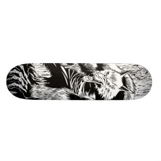 Skateboard Planche à roulettes noire et blanche de loup-garou