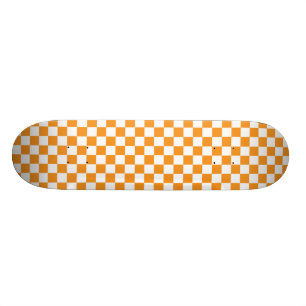 Skateboard Planche à roulettes orange et blanche de damier