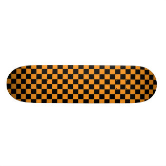Skateboard Planche à roulettes orange et noire de damier