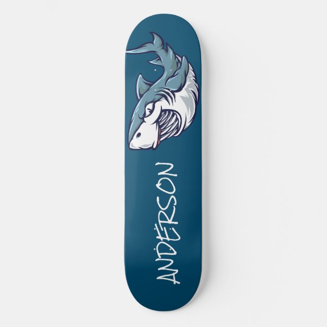 Skateboard planche à roulettes Personalized Blue Shark (Recto)