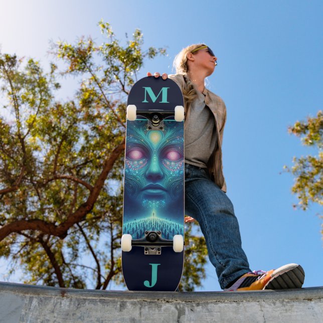 Skateboard Planche à roulettes personnalisée Alien de l'espac (Extérieur 1)