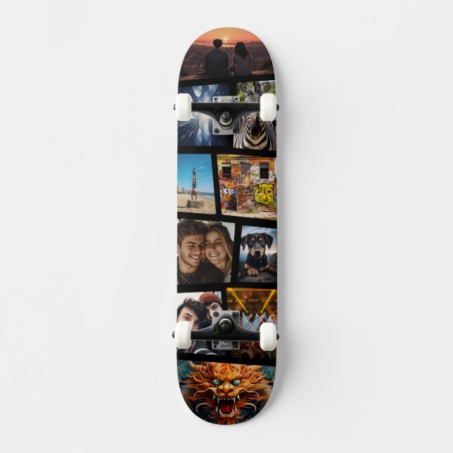 Skateboard Planche à roulettes personnalisée avec collage de  (Recto)