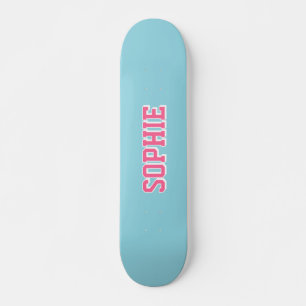Skateboard Planche à roulettes personnalisée rose Varsity fil