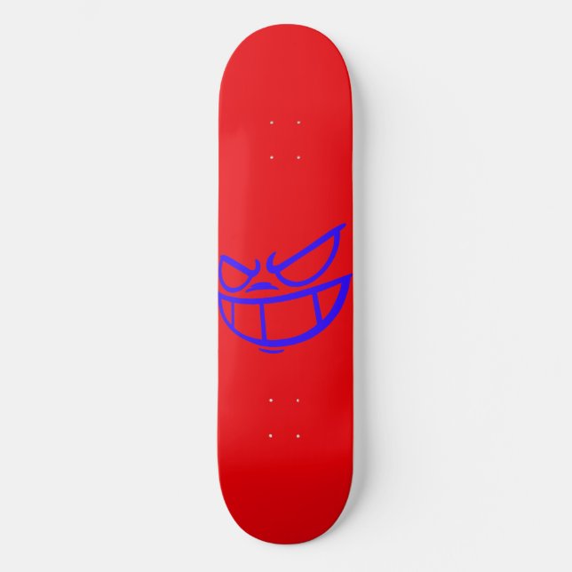 Skateboard Planche à roulettes Phantom Smile™ Bleue et Rouge (Recto)