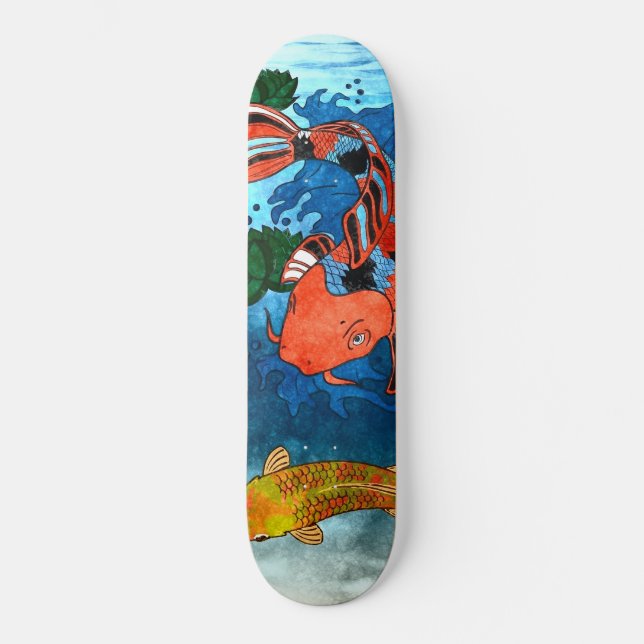 Skateboard Planche à Roulettes Poisson Koi Cool - Tailles Per (Recto)