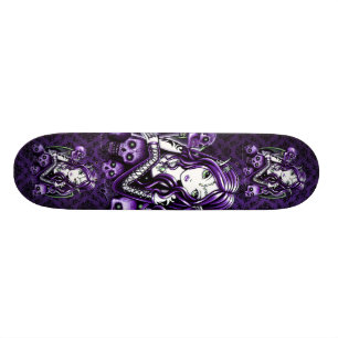Skateboard Planche à roulettes pourpre gothique de fée de