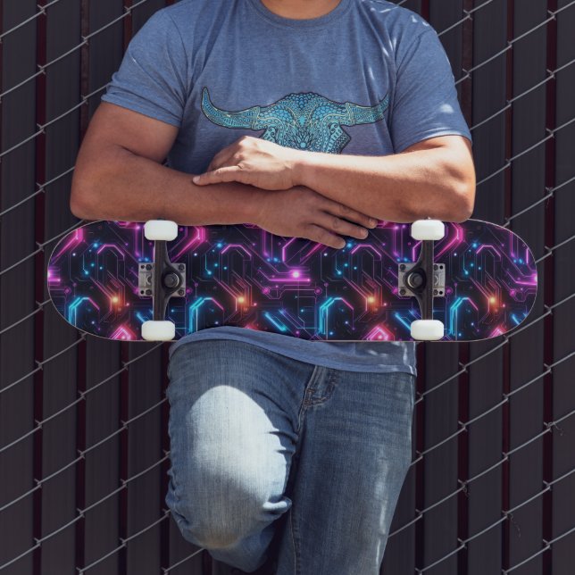 Skateboard Planche à roulettes rétro futuriste à circuit impr (Extérieur 3)