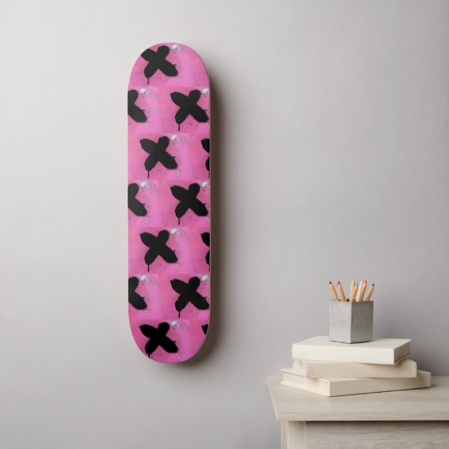 Skateboard Planche à roulettes rose. (Art mural)
