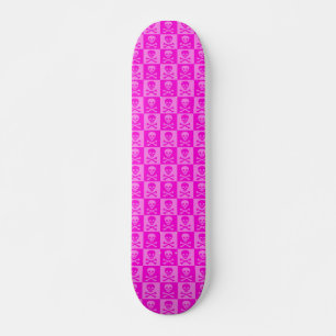 Skateboard Planche à roulettes rose de damier de crâne
