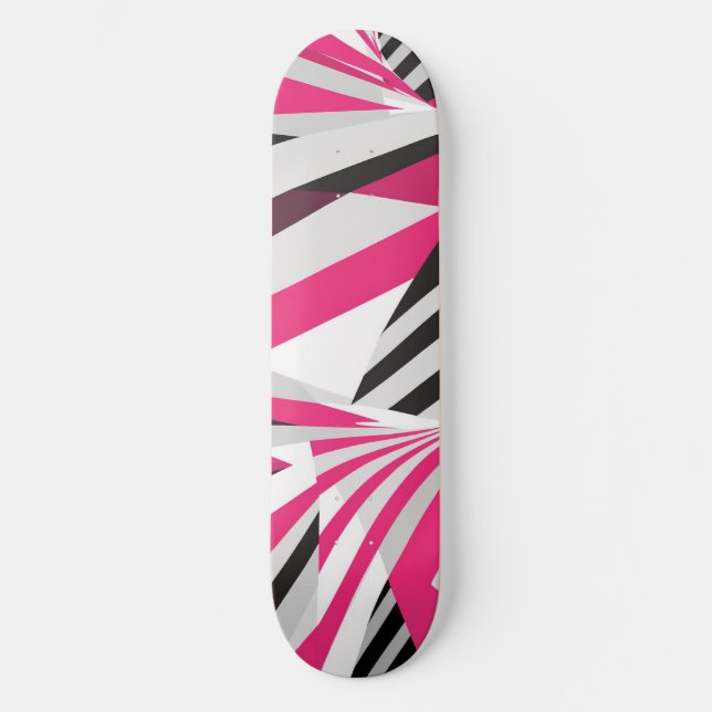 Skateboard Planche à roulettes rose et blanc pour filles (Recto)